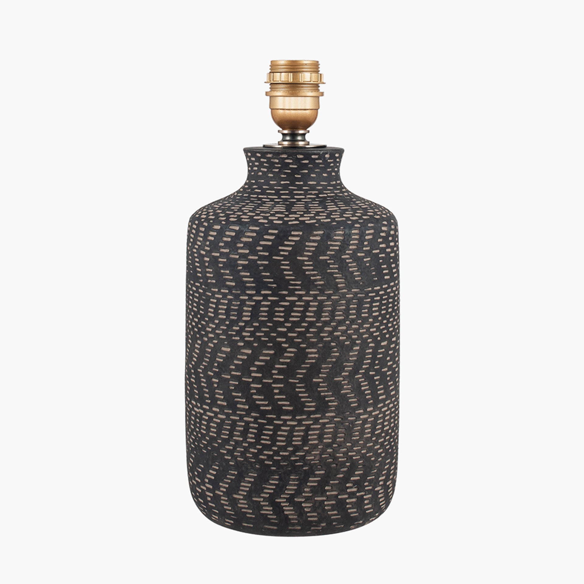 Atouk Textured Black Stoneware Table Lamp - Base Only